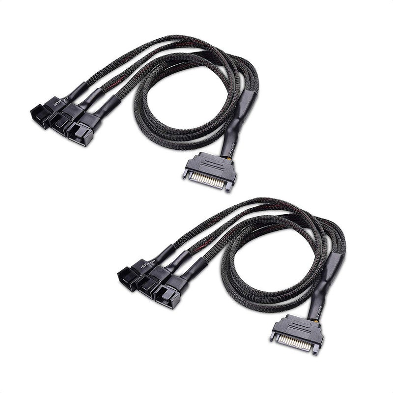 Cable Matters 2-Pack 3 Computer Case Fan Splitter Cable with SATA Power - 16 Inches - Image 1